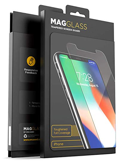 MagGlass (Ionic-Compression) Flexible Tempered Glass for Apple iPhone Xs MAX Screen Protector (Case Friendly, Extreme Protection) (2018)