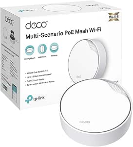 TP-Link Deco WiFi 6 Mesh AX3000Mbps bi-bande avec PoE Deco X50-PoE(1-pack), Couverture de 230㎡, 1 port 2,5 Gbit/s   1 port Gigabit, AI-Driven Mesh