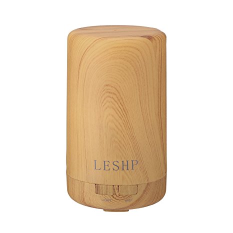 LESHP Essential Oil Diffuser - 125 ml Cool Mist Ultrasonic Aroma Humidifier with 7 Changeable Colors, Adjustable Mist and USB Charger for Office Home Bedroom Study Baby