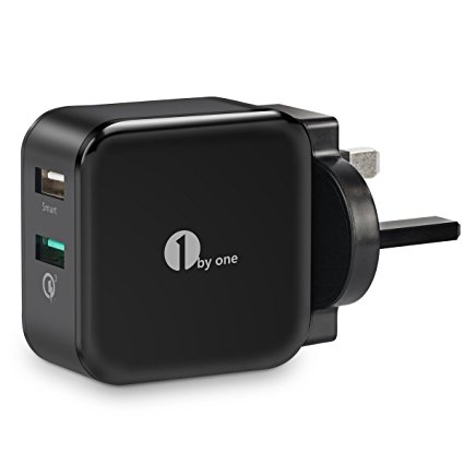 1byone Quick Charge 3.0 Qualcomm Certified 30W USB Wall Charger 2-Port Smart Adapter with for iPhone 7 / 6s / 6 / 7 Plus, iPad Air / Mini / Pro, Samsung Galaxy S7 / S6, Note 5, LG G5 and More