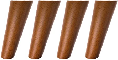 Round Solid Wood Furniture Legs Sofa Replacement Legs Perfect for Mid-Century Modern/Great IKEA hack for Sofa, Couch, Bed, Coffee Table (6 Inches,Set of 4, Walnut Color)