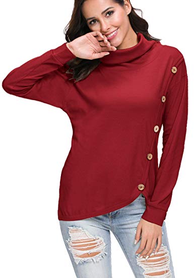 levaca Womens Loose Casual Tunic Tops Long Sleeve Sweatshirt Blouse Shirts