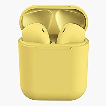 AKDSteel TWS Inpods 12 Macaron Bluetooth Earphone 5.0 Wireless Headphons Sport Earbuds Headset with Mic for All Phone Yellow