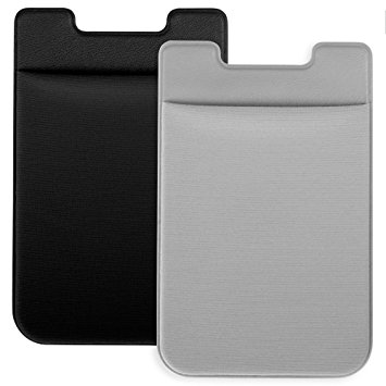 Phone Card Holder,Cocase High Quality Lycra Ultra Slim Expandable card holder for Smartphones (2 Pack,Black and Grey)