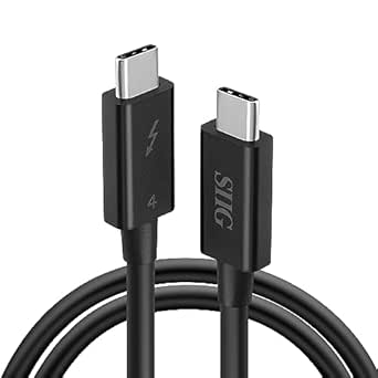 SIIG Thunderbolt 4 USB-C Cable 2.3ft (0.7M), 8K@60Hz Display, 40Gbps Data Transfer, 240W Charging, Thunderbolt 4 USB C to USB C Cable, Intel Thunderbolt Certified (CB-TB0211-S1)