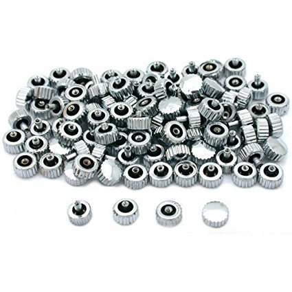 Watch Crowns Assortment of 100pcs, Chromed Watch Parts