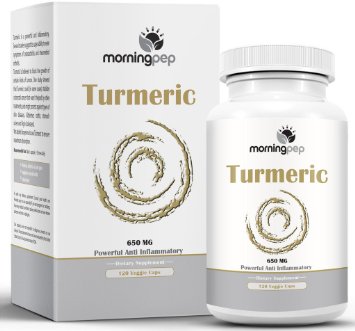 TURMERIC CURCUMIN 650 mg Anti Inflammatory Pain Relief Supplement 120 Vegi Caps By Morning Pep with Bioperine Added For Better Absorption TURMERIC Promotes Joint Muscle Brain and The immune System