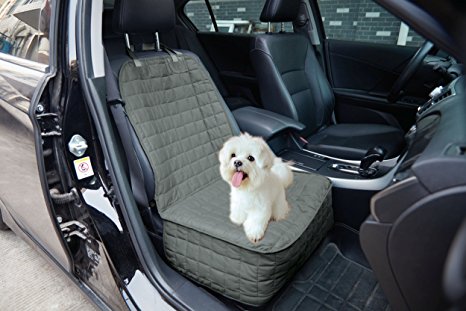 Elegance Linen Quilted Design 0 Waterproof Premium Quality Bench Car Seat Protector Cover (Entire Rear Seat) for Pets - TIES TO STOP SLIPPING OFF THE BENCH