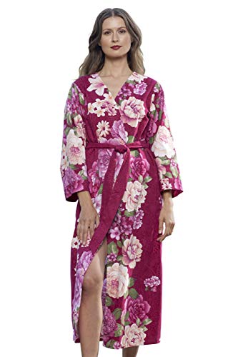 Dynasty Robes Women's Printed Cotton Long Robe With Kimono Collar-Splendid Season