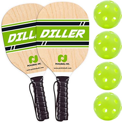 Diller Pickleball Paddle 2 Player Bundle (Set Includes 2 Paddles & 4 Balls)