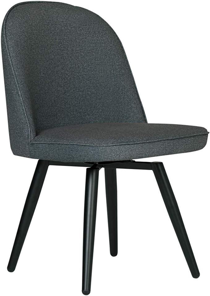 Studio Designs Home Dome Upholstered Armless Swivel Dining, Office Side Chair with Metal Legs in Charcoal Grey