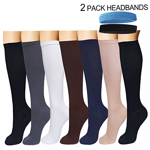 Compression Socks For Men&Women-1/7 Pairs-Best Graduated Athletic Fit For Running&Flight Travel