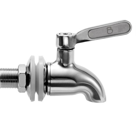 Boroux Stainless Steel Spigot - fits Berkey and other Gravity Filter systems as well as Beverage Dispensers with 5/8 to 3/4" spigot openings