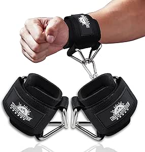 Adjustable Wrist Cuffs Neoprene Padded Straps for Cable Machines Strength Training Equipment