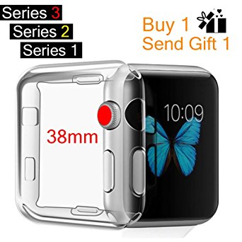 For Apple Watch Case, MOOLLY iWatch Case Soft TPU Screen Protector All-around Protective Ultra-thin Case Cover for Apple Watch Series 3 Series 2 Series 1 38mm (38mm - Front 2 Case)