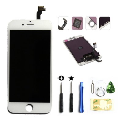 PassionTR LCD Touch Screen Digitizer Frame Assembly Full Set Touch Screen Replacement for iPhone 6, 4.7-inch, White