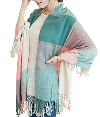 Loritta Womens Plaid Blanket Long Shawl Winter Warm Big Grid Large Scarf Scarves