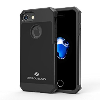 iPhone 7 Slim Case, ZeroLemon Razor Armor Dual Layer Protective Case for iPhone 7- Shockproof & Scratch Resistance [Matte Black]