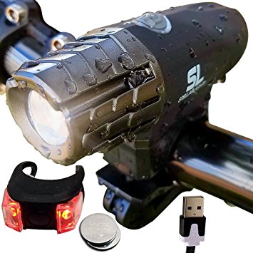 StellarLights Piranha 300 - USB Rechargeable Waterproof Front LED Bike Headlight With FREE Tail Light - Super BRIGHT With 360 Degree Rotating Quick Release Easy Installation Mount