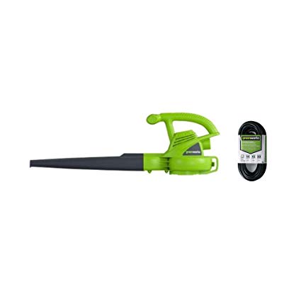 Greenworks 7 Amp Single Speed Electric 160 MPH Blower with Extension Cord 24012