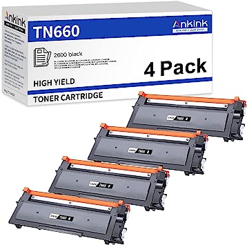 ANKINK High Yield TN660 TN630 Black Toner Cartridge Replacement for Brother TN-660 630 to Use with MFC-L2700DW L2720DW L2740DW HL-L2300D L2320D L2360DW L2380DW DCP-L2540DW Laserjet Printer（4 Pack）