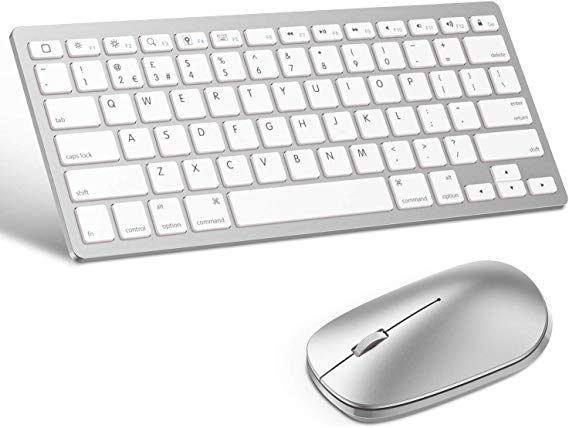 OMOTON Bluetooth Keyboard and Mouse for iPad and iPhone (iPadOS 13 / iOS 13 and Above), Compatible with New iPad 10.2, iPad Pro 12.9/11.0, iPad Mini 5, and Other Bluetooth Enabled Devices, Silver