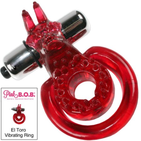 Pink B.O.B.® El Toro Bull Cock Ring Sex Toy Vibrator for Men - Vibrating Male Penis Device