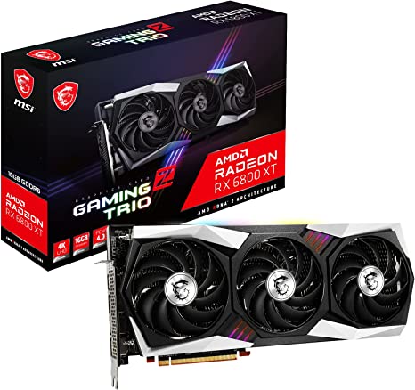 MSI Gaming AMD Radeon RX 6800 XT 16GB GDRR6 256-bit HDMI/DP 2310 MHz Boost Clock RDNA 2 OC Graphics Card (RX 6800 XT Gaming Z Trio 16G)