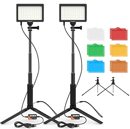 SAMTIAN Portable Led Video Light Dimmable 5600K 96 Lamp beads Photography Lighting Kit with USB Plug Mini Adjustable Tripods and 12pcs Color Filters for Table Top Low Angle Shooting Video Recording