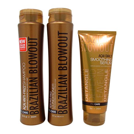 Brazilian Blowout Anti Frizz Shampoo and Conditioner Duo 12 Ounce and Smoothing Serum 8 Ounce