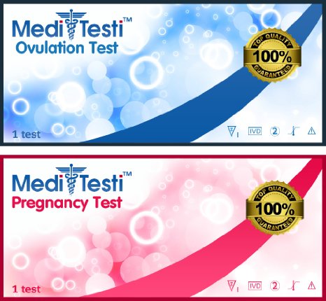 MediTesti™ Ovulation & Pregnancy Test - Includes 25 Super Sensitive Ovulation Test Strips (LH Test) & 25 Early Pregnancy Test Strips (hCG Test)