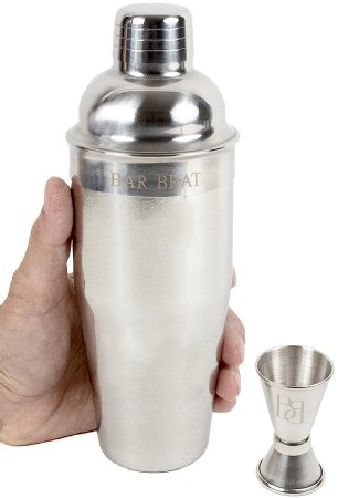Premium SST Cocktail Shaker & 24 Oz. Mixer Set by Bar Brat / Bonus 110 Cocktail Recipes (ebook) & Jigger For Accurate Pours / Mix Any Drink To Perfection