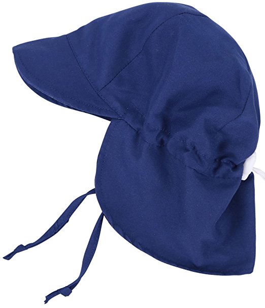 SimpliKids UPF 50  UV Ray Sun Protection Baby Hat w/ Neck Flap & Drawstring