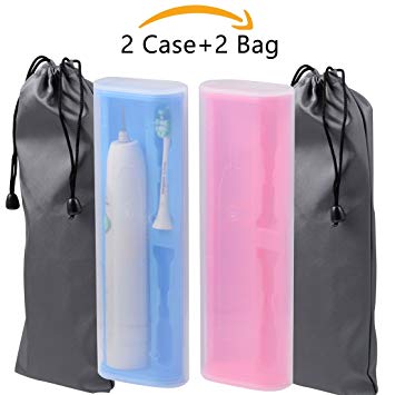 Aboom (2 Case   2 bag Upgrade travel Case for Philips Sonicare 2/3 HX6211/HX6631 Oral B Pro 1000/Vitality Power Rechargeable Carrying Bag with 2 Storage Bag