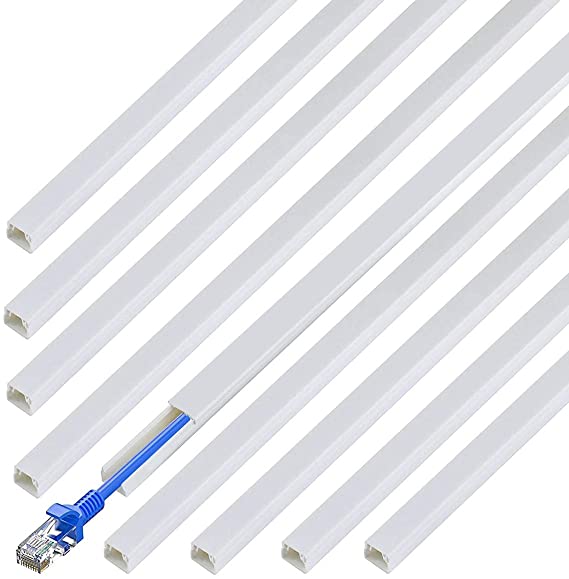TV Cord Cover Concealer 142" Cord Cover Kit, PVC Wire Molding Paintable Wire Channel Cable Hider, Cable Management for Hiding Wall Mount 9X L16in X W0.5in X 0.3in, White