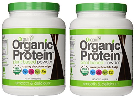 Orgain Organic Protein Plant-based Powder 2.03 Pound Chocolate Fudge (2 Pack))