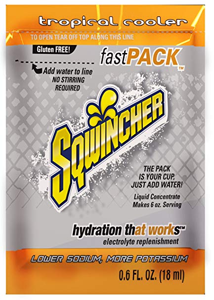 Sqwincher Fast Pack Liquid Concentrate Electrolyte Replacement Beverage Mix, Tropical Cooler 015309-TC (Pack of 200)