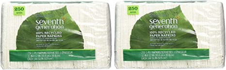 Seventh Generation 13713 100% Recycled Paper Napkin, 11.50" x 12.50", White