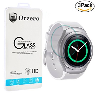 [3 Pack] Orzero Samsung Gear S2 /S2 Classic Tempered Glass Screen Protector, 2.5D Arc Edges 9 Hardness High Definition Anti-Scratch Anti-Fingerprint [Lifetime Replacement Warranty]