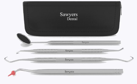 Dental Tools by Sawyers - Included in this Dental Insturment Kit is a Dental Pick Gum Stimulator Dental Scaler and Anti Fog Mirror - Get Healthier Teeth Now