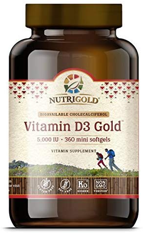 Nutrigold Vitamin D3 5000 IU, 360 Mini Softgels (GMO-free, Preservative-free, Soy-free, USP Grade Natural Vitamin D in Organic Olive Oil) by Nutrigold