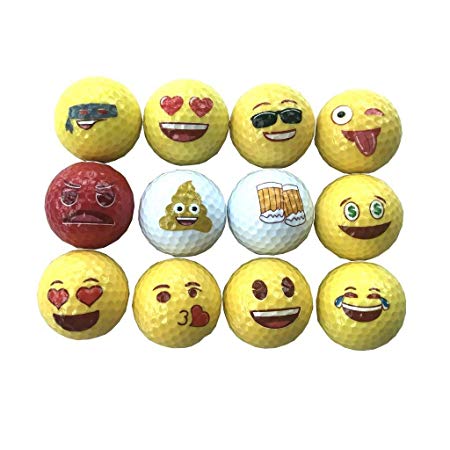 Lightahead 12 Emoji Golf Balls Gift Set,Fun Novelty,Practice Play Golf Balls Best Gift Family Friends