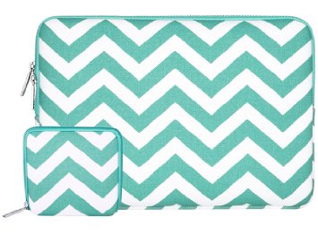 Mosiso Laptop Sleeve Canvas Fabric Case Cover for 12.9 iPad Pro, 13.3 Inch Laptop, Notebook, MacBook Air, MacBook Pro with Small Case for MacBook Charger or Magic Mouse, Chevron Hot Blue