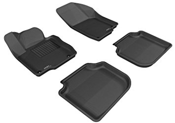 3D MAXpider Complete Set Custom Fit All-Weather Floor Mat for Select Volkswagen Passat Models - Kagu Rubber (Black)