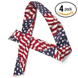 MiraCool Cooling Bandanas. Pack of 4 Summer Heat Cooling Neck or Head Bandanas - Reusable