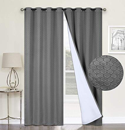 100% Blackout Curtains,Grey Double Layer Lined,Heat and Full Light Blocking Drapes with White Liner for Nursery, 96 inches Drop Thermal Insulated Draperies (Charcoal Grey, 52" x 96")