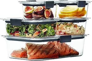 Rubbermaid Brilliance Food Storage Container, 10-Piece Set, 100% Leak-Proof, Plastic, Clear