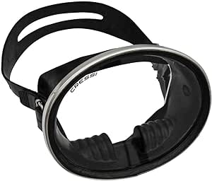 Cressi Classic Retro-Style Freediving Mask - Oval Tempered Glass Lens - Pacifico: Designed in Italy,Black