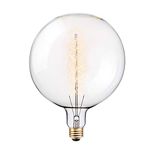 Globe Electric 80128 Oversized Round Vintage 100W Clear Glass Dimmable Incandescent Light Bulb, Clear