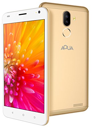 Aqua Jazz 4G Android Smartphone Mobile with Dual Rear Camera, HD Screen & Fingerprint Security (Gold, 16 GB)